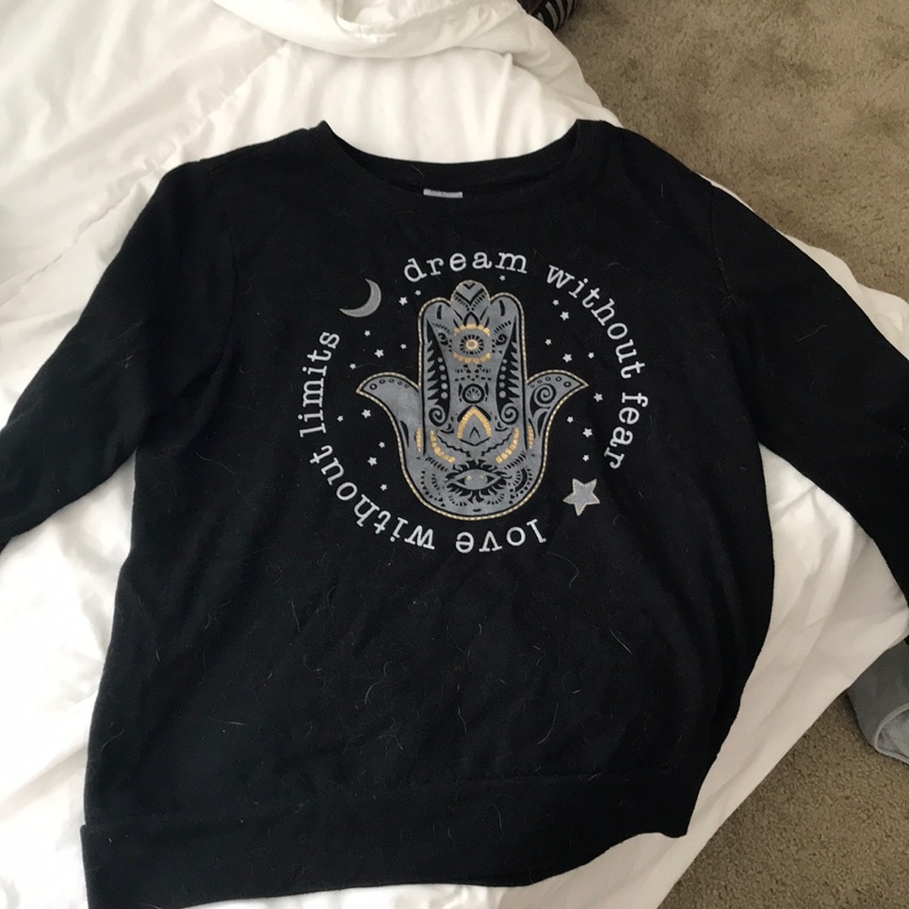 black sweatshirt